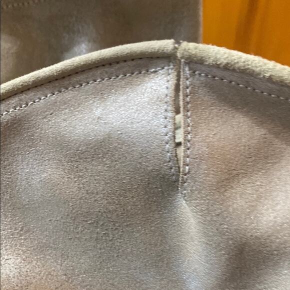 Pantanetti Leather Cowboy Boots Ankle Cream Iridescent Heeled Buckle Italian - Picture 14 of 16